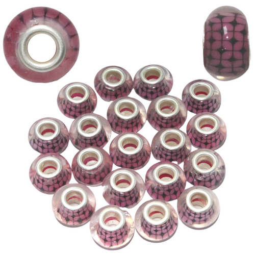 Pink Tiles Beads For Bracelets & Necklaces Jewellery Making 20 Piece Pack