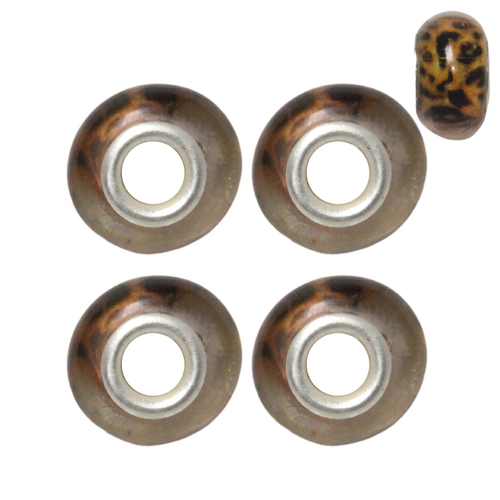 Orange Leopard 4pce Beads Set For Bracelets & Necklaces Jewellery Making 