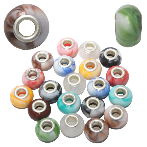 Multicolour Marble Beads For Bracelets & Necklaces Jewellery Making 20pce Pack
