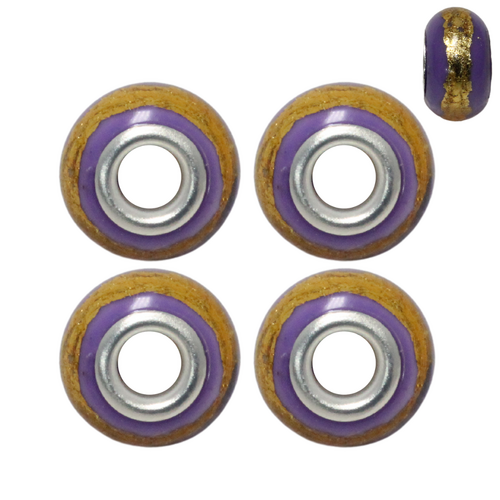 Purple Gold Strip 4pce Beads Set For Bracelets & Necklaces Jewellery Making 
