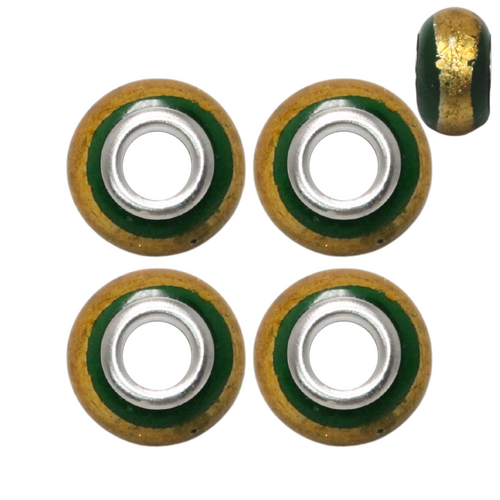 Green Gold Strip 4pce Beads Set For Bracelets & Necklaces Jewellery Making 