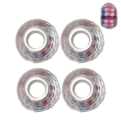 Blue & Pink Flannel 4pce Beads Set For Bracelets & Necklaces Jewellery Making 