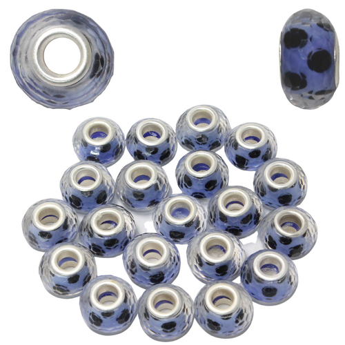 Blue Violet Dots Beads For Bracelets & Necklaces Jewellery Making 20 Piece Pack