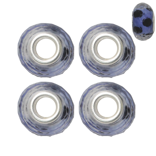 Blue Violet Dots 4pce Beads Set For Bracelets & Necklaces Jewellery Making 