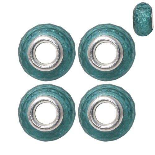 Aqua Glitter 4pce Beads Set For Bracelets & Necklaces Jewellery Making 