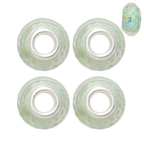 Light Green Flowers 4pce Beads Set For Bracelets & Necklaces Jewellery Making 