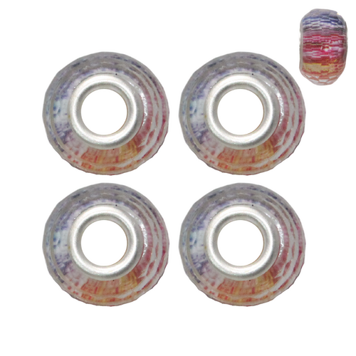 Multicolour Stripes 4pce Beads Set For Bracelets & Necklaces Jewellery Making 