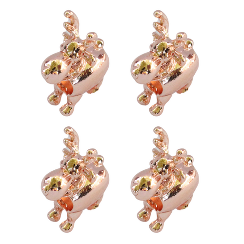 Rose Gold Reindeer 4pce Set Charms Beads for Bracelets & Necklaces Jewellery Making