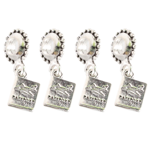Silver Passport 4pce Set Charms for Bracelets & Necklaces Jewellery Making 