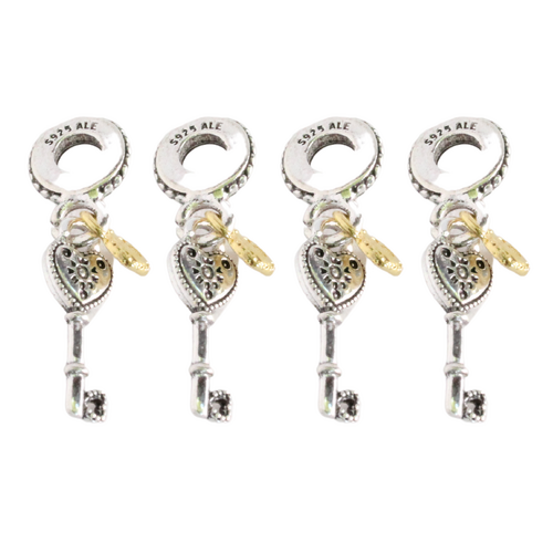 Silver Love Lock 4pce Set Charms for Bracelets & Necklaces Jewellery Making 
