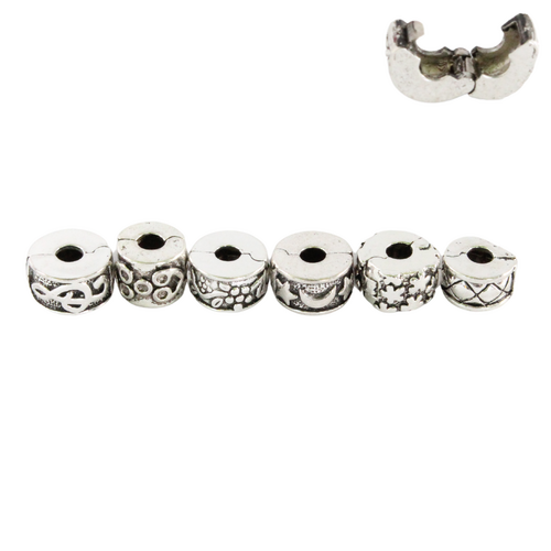 Silver Etched Round Clasp, Bracelets & Necklaces Jewellery Making 6pcs in Pack D