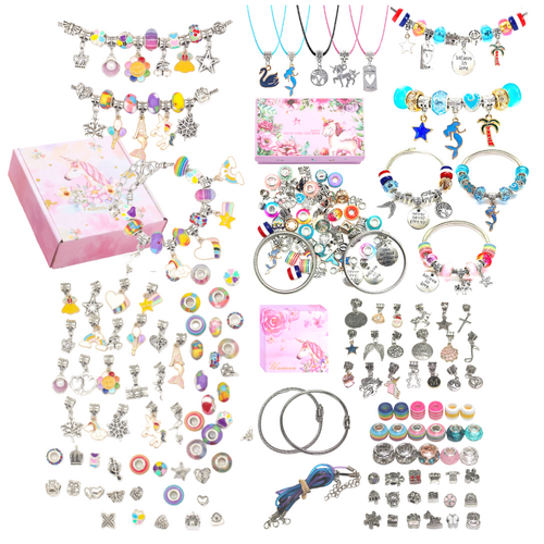 Unicorn Jewellery Bracelet Making Kit 197pce with Charms & Beads in Gift Box