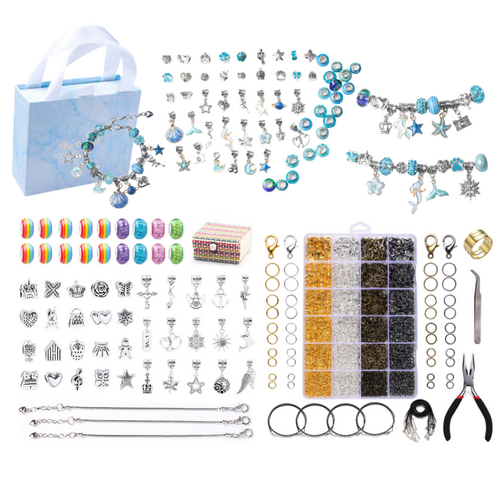Blue Jewellery Making Kit 3532pce with Beads, Tools, Accessories & Gift Boxes