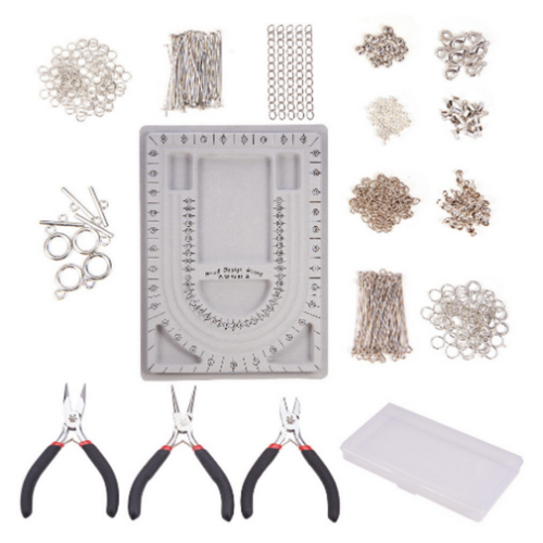 Jewellery Making Intro Kit DIY 662 Piece Set with Design Plate, Tools & Hardware