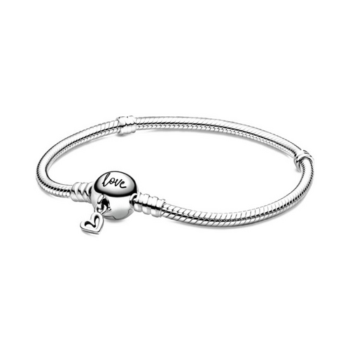 Love Pendant 17cm Snake Chain Bracelet Silver Jewellery Accessory 1 Piece