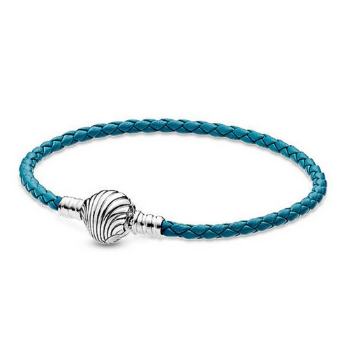 Clam Shell Pendant 20cm Blue Leather Bracelet Jewellery Accessory 1 Piece