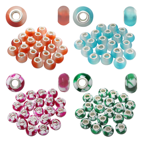 Mixed Frosted Candy Beads Set 80pce for Bracelets Necklaces Jewellery Making Bundle