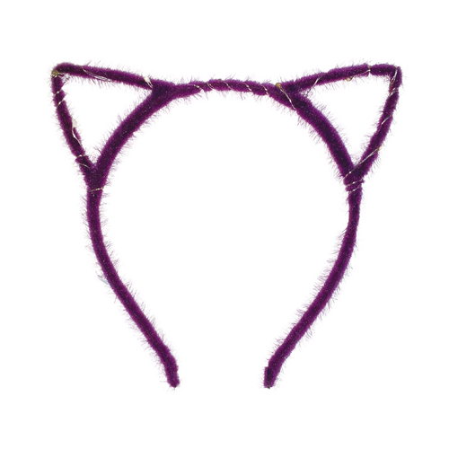 Furry Purple Cat Ears Headband, Dress Up Costume Accessory Kids/Adult Plastic