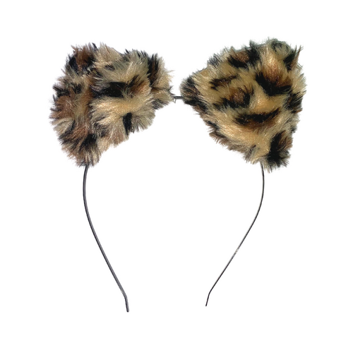 Fluffy Brown Cat Ears Headband, Dress Up Costume Accessory Kids/Adult Plastic