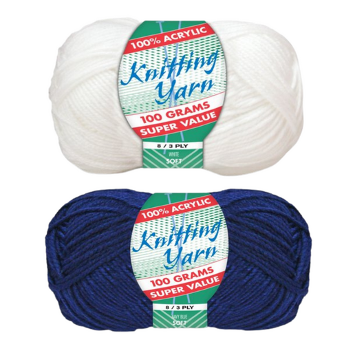 Fremantle & Geelong Footy Team Colours Knitting Wool Yarn 100g/Roll 2 Piece 100% Acrylic