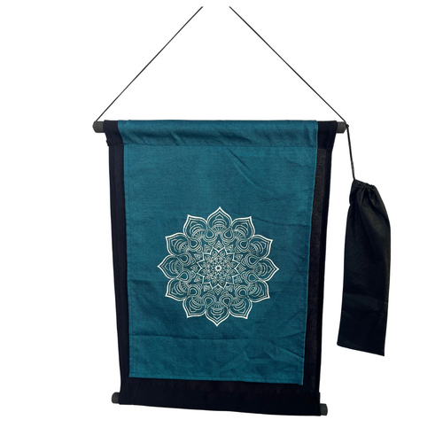 48cm Blue Mandala Scroll With Black Back Meditation Banner Wall Hangable