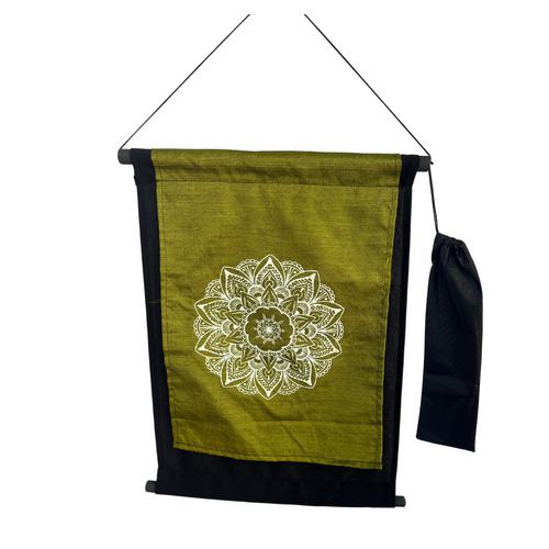 48cm Green Mandala Scroll With Black Back Meditation Banner Wall Hangable
