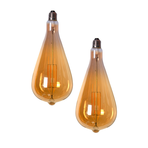 Pair of Edison LED Light Globes Slim 4 Watt Filament Bulbs 27cm, Set of 2