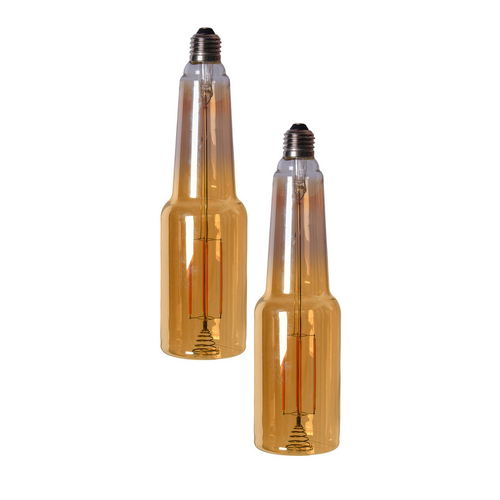 Pair of Edison LED Light Globes Bottle 4 Watt Filament Bulbs 27cm, Set of 2