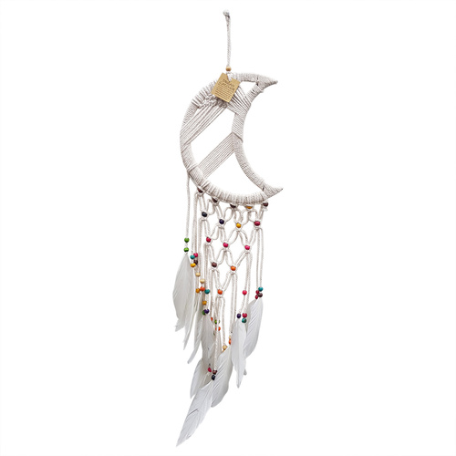 85cm Moon Macrame Dream Catcher Coloured Beads Boho