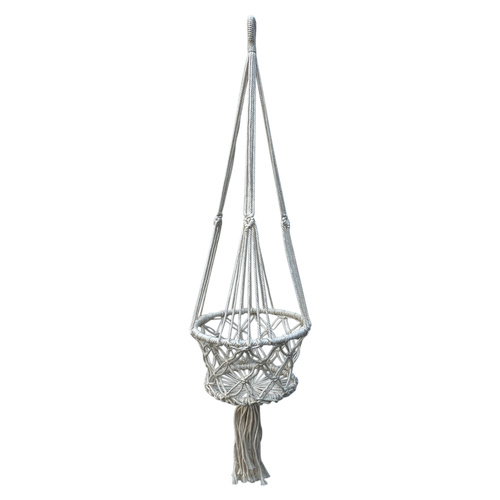 1pce 22cm Diameter 1 Tier Macrame Plant Pot Hanger Boho Style in Cream