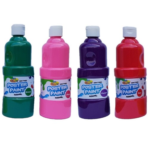 Bulk Lot 8 x 400ml Poster Paint In Assorted Colours Kids Craft and Painting