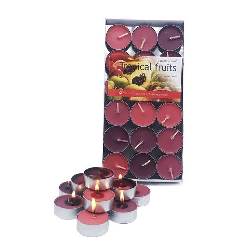 1 Pack of 36pce Tropical Fruits Scented Tealight Candles 4 Hour Burning Time