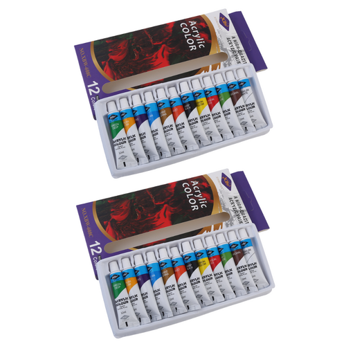 2x Acrylic Paint Sets 12ml 12 Tubes High Quality Great Starter Set