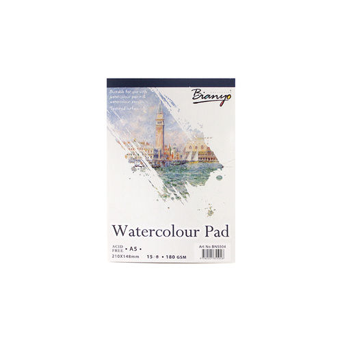A5 Watercolour Pad 15 Sheets 180gsm Acid Free Quality 1pce