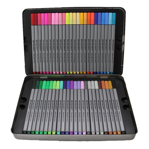 48 Colour Fineliner Marker Pen Drawing Set in Metal Tin Premium Excellent Range