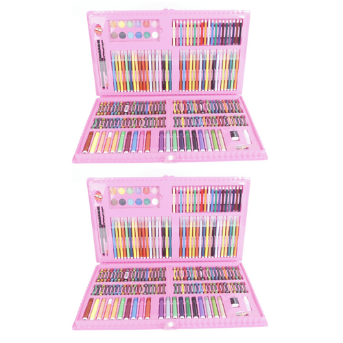 2x Mixed Media Kits 188pce Kids Art and Craft in Case Crayons, Markers, Watercolour & More!