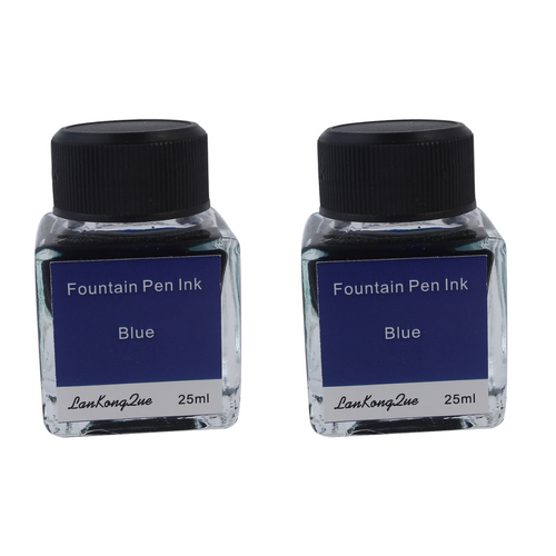 2 x Quality Blue 25ml Calligraphy / Fountain Pen Ink in Glass Bottle Set