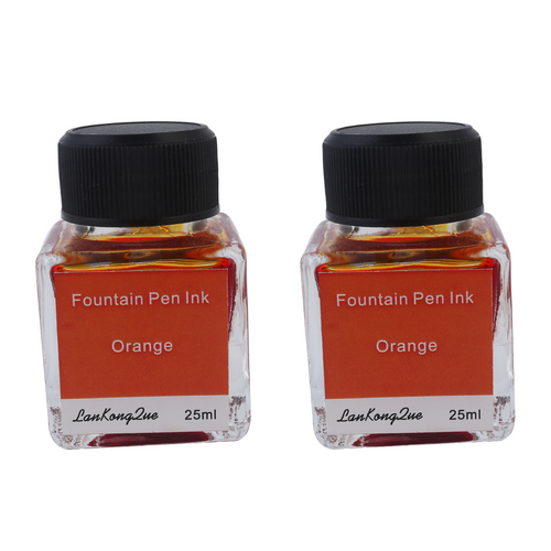 2 x Quality Orange 25ml Calligraphy / Fountain Pen Ink in Glass Bottle Set