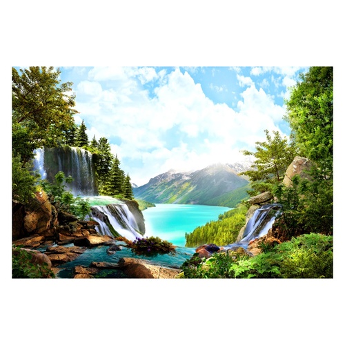 Waterfall and River View - Paint by Numbers Canvas Art Work DIY 40cm x 50cm