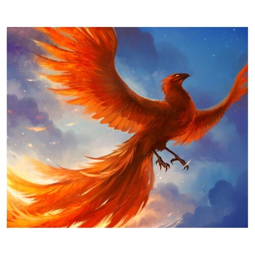 Orange Phoenix Bird - Paint by Numbers Canvas Art Work DIY 40cm x 50cm