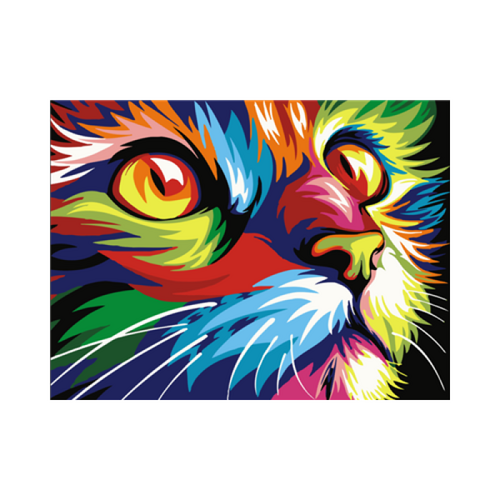 Bright Cat Face Abstract - Paint by Numbers Canvas Art Work DIY 40cm x 50cm