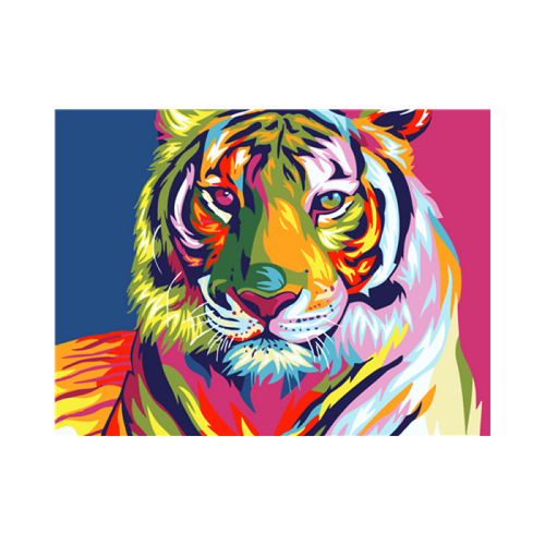 Abstract Tiger Colourful - Paint by Numbers Canvas Art Work DIY 40cm x 50cm