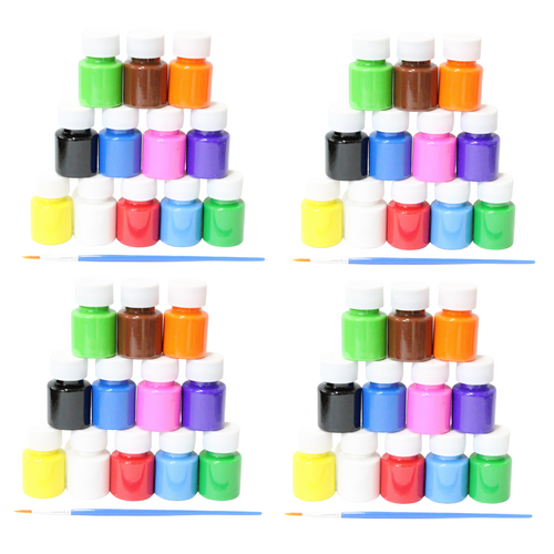 4x Acrylic Paints Sets 25ml Tubs Introduction Colours Includes Brush Art Set