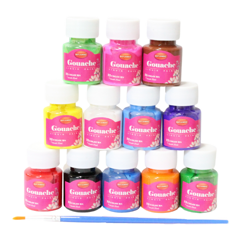 12pce Gouache Paints 25ml Tubs Intro Colours Quality Artist Set