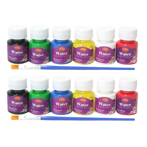 2x Watercolour Paints 6 Colour Sets 25ml Tubs Intro Includes Brush Art