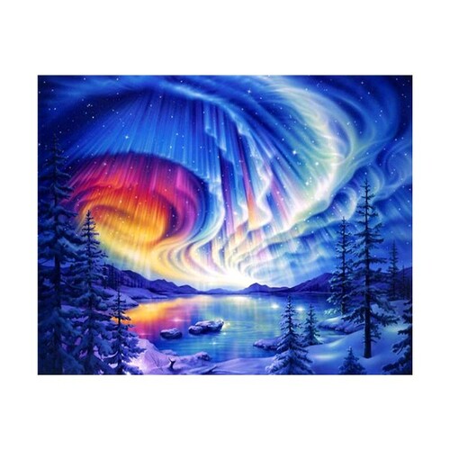 Mystical Rainbow Sky and Landscape Paint by Numbers Canvas Art Work DIY 40cm x 50cm