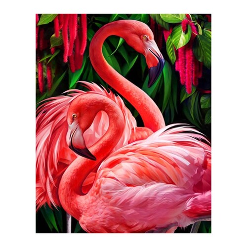 Pink Flamingos Paint by Numbers Canvas Art Work DIY 40cm x 50cm