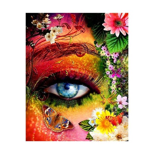 Mystical Rainbow Face Floral Eye Paint by Numbers Canvas Art Work DIY 40cm x 50cm