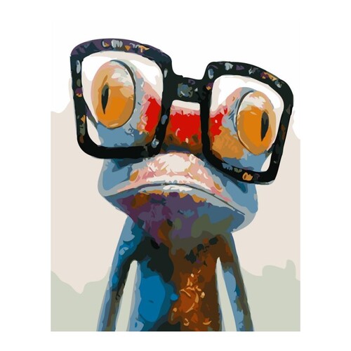 Frog with Glasses Paint by Numbers Canvas Art Work DIY 40cm x 50cm