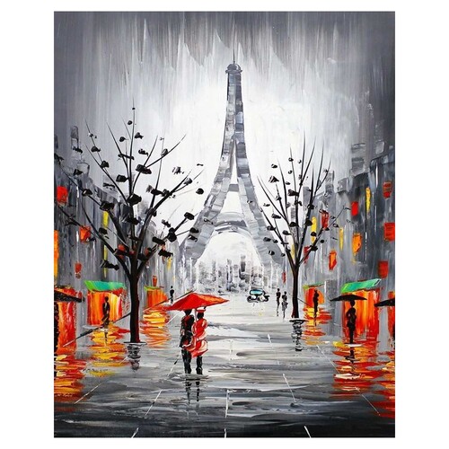 Paris Eiffel Tower Red Umbrella Diamond Art Painting Kit Set DIY 40cm x 50cm